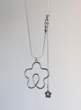 日韩系ins风简约可爱线条花朵抽拉调节蛇骨长项链小众复古y2k甜酷