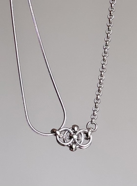 朋克摇滚圈圈打结双层choker日韩系ins小众甜酷项链y2k叠戴锁骨链