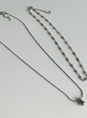 韩系ins简约日常水滴星星双层叠戴项链小众甜酷y2k百搭轻亚锁骨链