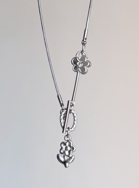 日韩系ins风可爱复古花朵圈圈ot扣蛇骨项链小众y2k甜酷叠戴简约