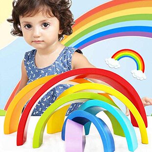 Rainbow Stacking Game Learning Toy Geometry Building Blocks
