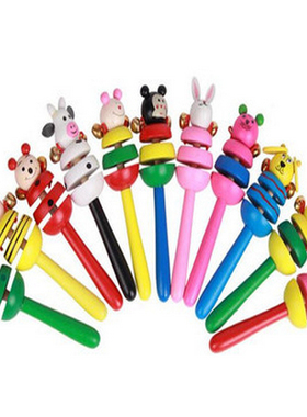 Baby Favor Wooden Cartoon Metal Bells Musical Instrument Toy