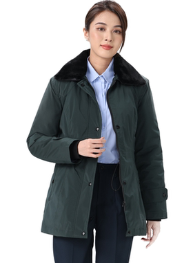 新款邮政女士棉服邮储银行工装女职业装棉大衣藏青工作服冬季
