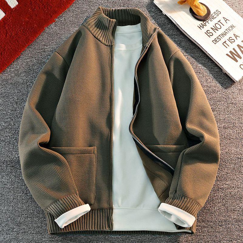 男士立领纯色毛衣外套男