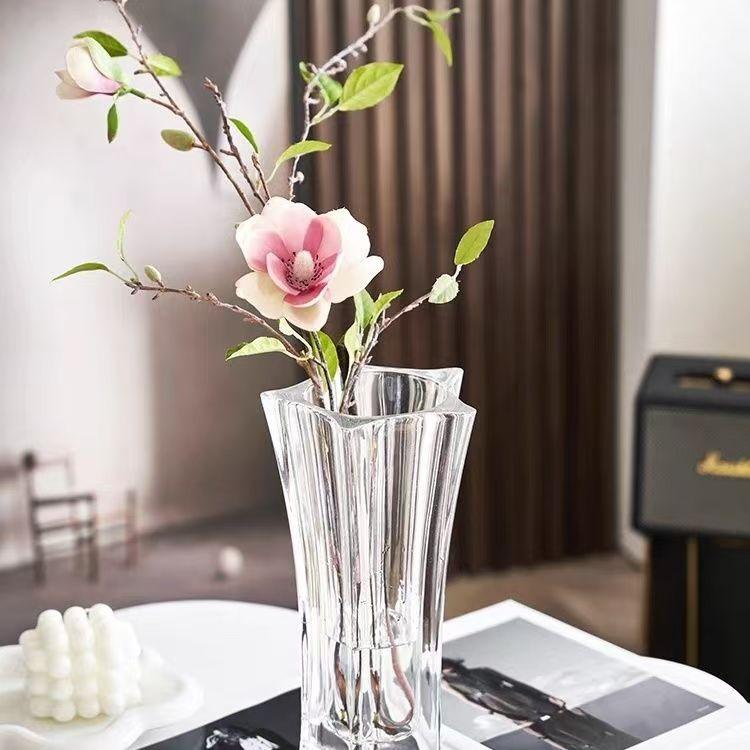插花摆件简约现代百合餐桌透明玻璃花瓶捷克插花花瓶水晶玻璃花瓶