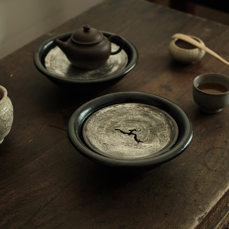 合行序 壶承 干泡台 纯手工 黑陶刷银彩 侘寂之美 小众功夫茶器