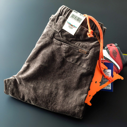 秋冬新款潮流咖啡色弹力运动长裤