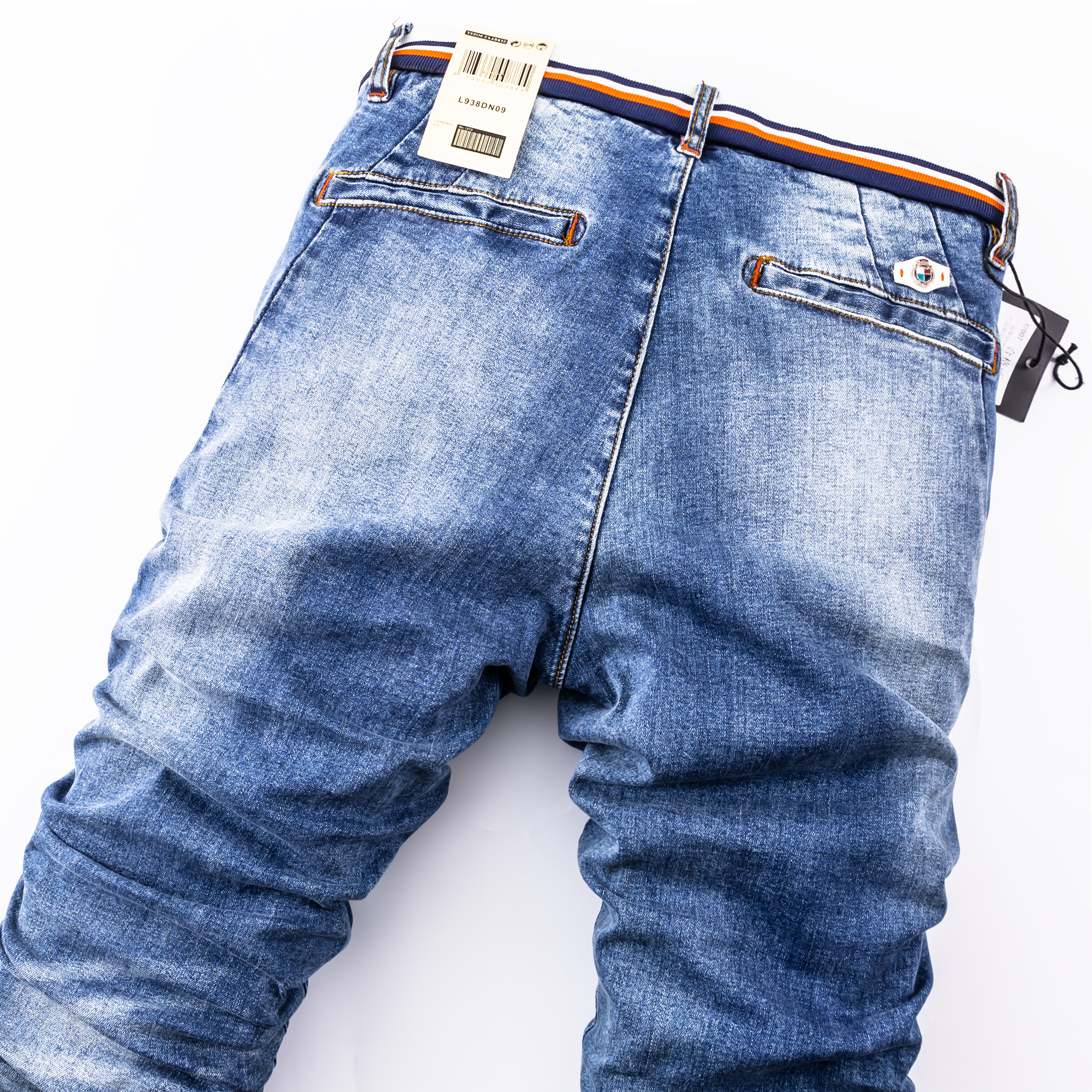 2024弹力纯棉洗水蓝色牛仔裤