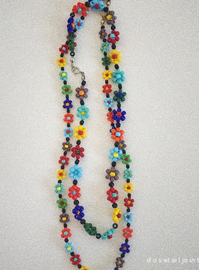 花朵串珠米珠女清新百搭项链