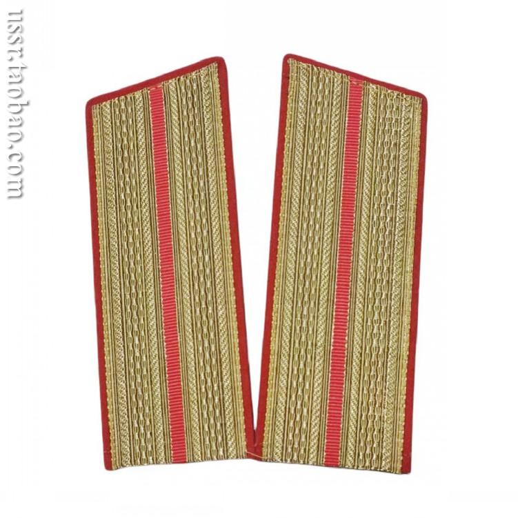 保真 苏联陆军 金色底红杠尉官礼服肩章 一副