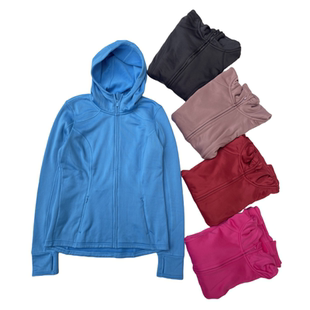 跑步外套女大码秋冬季休闲瑜伽卫衣保暖连帽拉链健身衣速干运动服