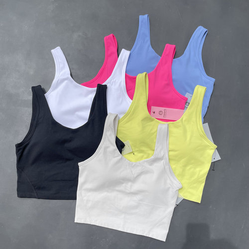 瑜伽服速干背心裸感 透气 弹力防震跑步运动bar 文胸健身吊带胸垫