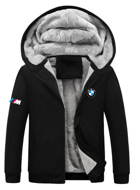 宝马BMW工服4S店外套卫衣冬季男潮新款加绒加厚连帽开衫衣服定制