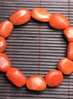 保山南红玛瑙天然原矿柿子红满肉随形随行手串男士随型手链52.2克