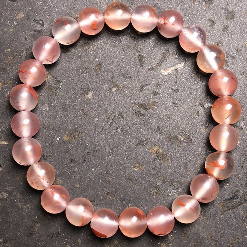 保山南红 无裂天然原矿冰飘俏色荔枝冻圆珠手串单圈女款手链7mm