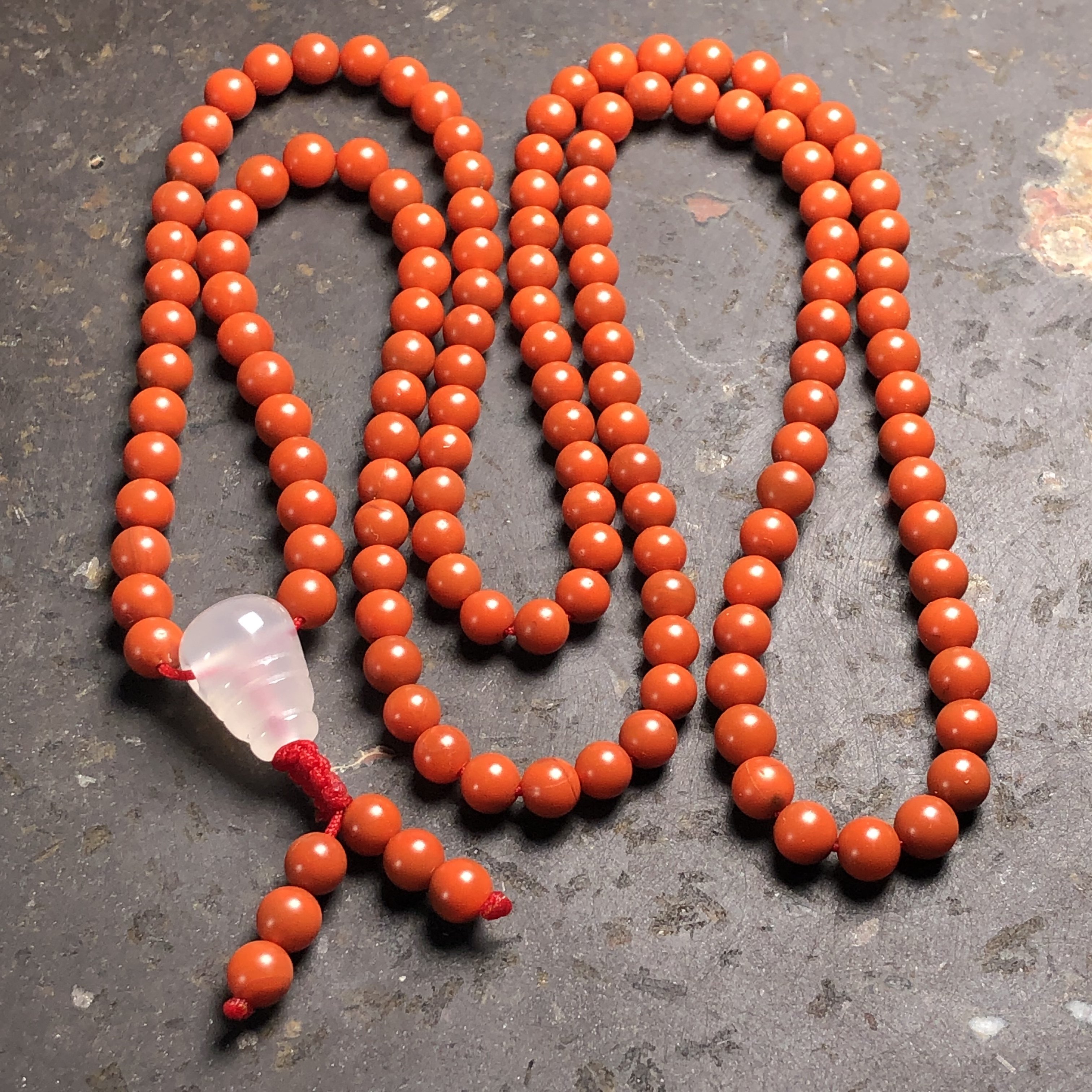保山南红玛瑙天然原矿老南红柿子红满色满肉佛珠项链毛衣链5mm
