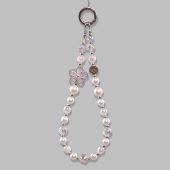 珍珠手机链女士粉色水晶手机挂链精致高端串珠手腕链手机珍珠吊坠