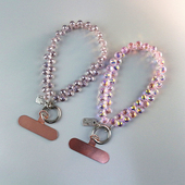 超好看琉璃珠子手机链高端精致女款 手腕绳水晶链条手机挂绳挂件短