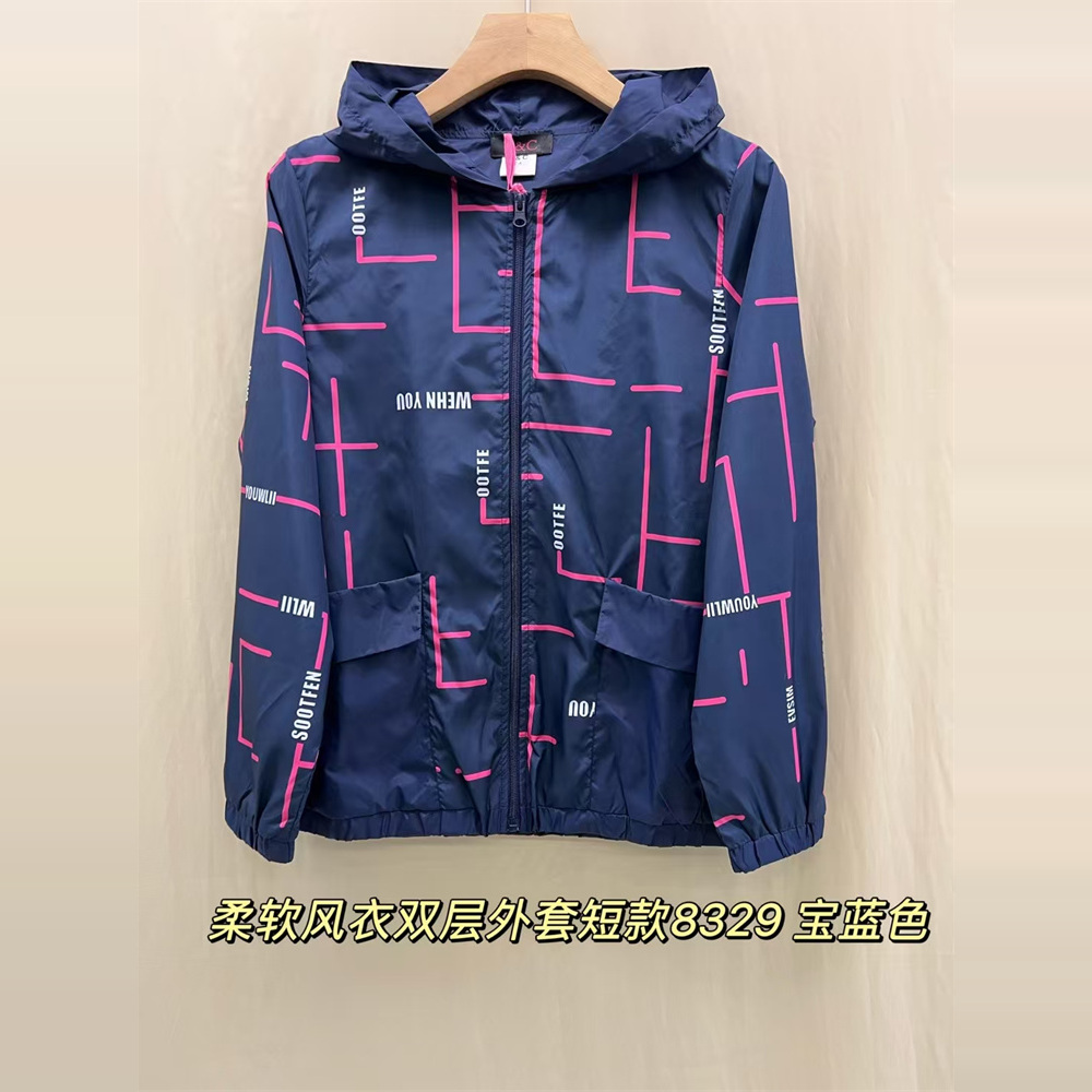 对色几何风衣外套8329遮肚香港大码女装200斤胖M春装新款洋气开衫