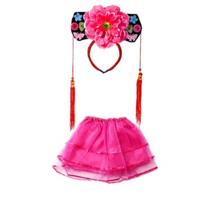 格格帽子头饰宫廷宫女头箍儿童古装头饰旗头清朝满族发箍表演裙子