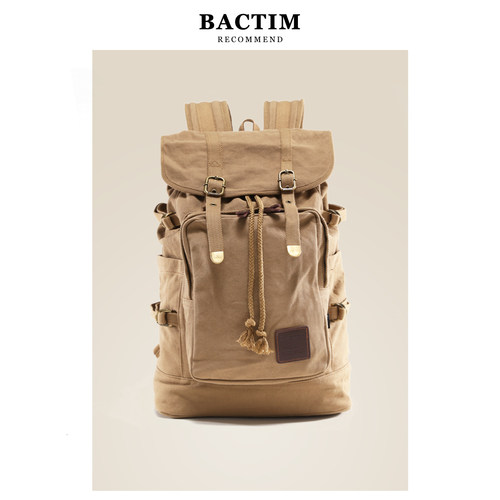 帆布背包男双肩包潮流出差旅游