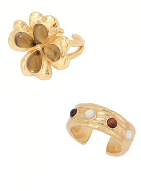 四叶草镶石戒指女2026年新款爆款轻奢小众设计复古百搭高级感指环