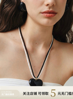 Bolero Shop法式奶油风爱心吊坠项链女大气风毛衣链轻奢毛衣项链