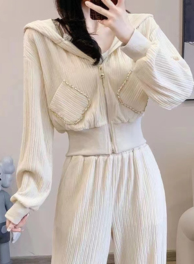 运动套装新款女装香风秋季宽松时尚卫衣开衫外套洋气休闲两件套女