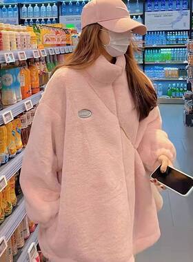 皮草女羊羔毛外套秋冬年轻新款仿獭兔毛毛绒大衣短款加厚棉服2024