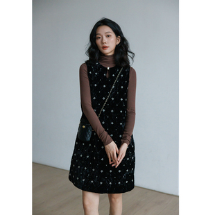 高端定制黑色高级感纯欲波点背带短裙新款春季显瘦法式气质连衣裙