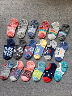 日系休闲潮流民族风全棉船袜雪花粗线舒适防臭透气低帮情侣男女袜