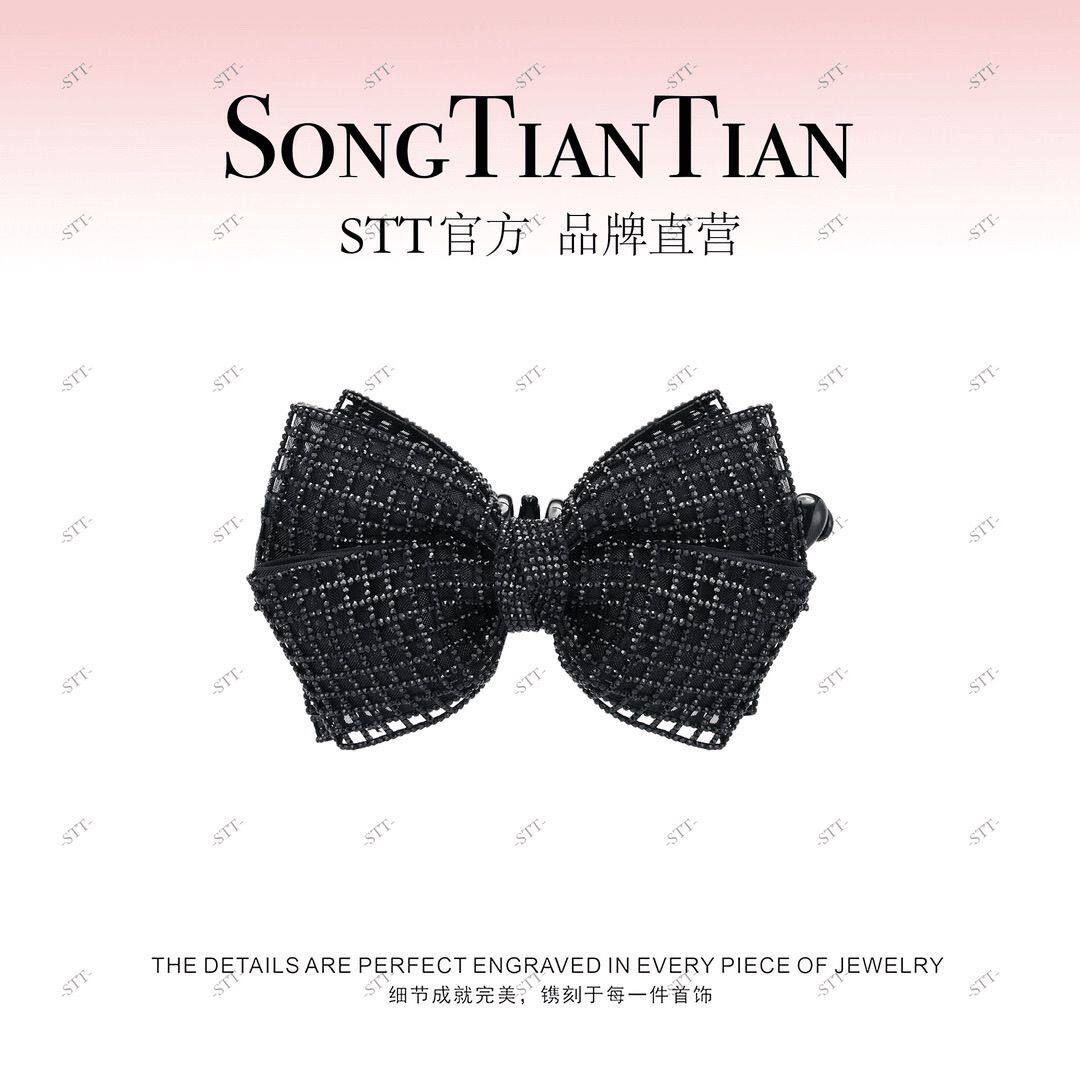 【STT】格纹蝶影蝴蝶结11cm香蕉夹079-044 079-046