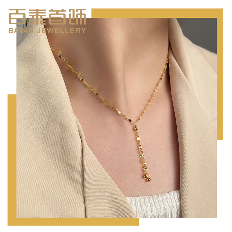 嘴唇黄金项链足金套链吊珠吊坠