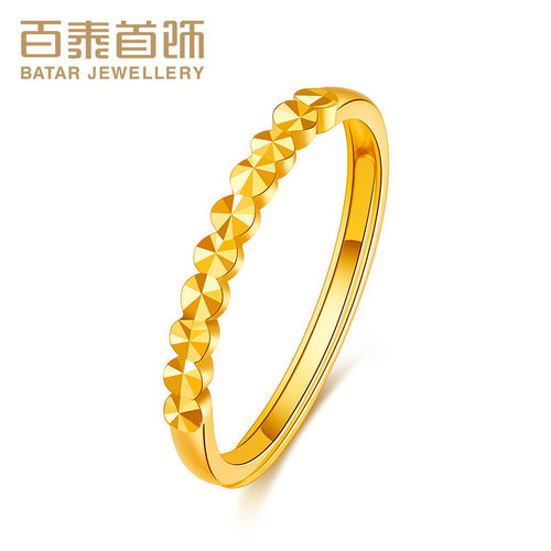 百泰首饰女戒仿钻活口可调节足金