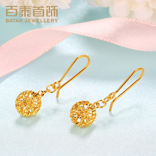 百泰首饰气质长款时尚黄金耳钉