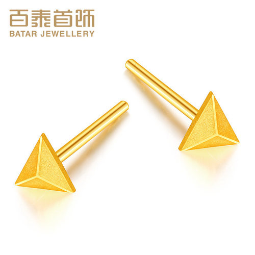 百泰首饰几何时尚三角形黄金耳钉