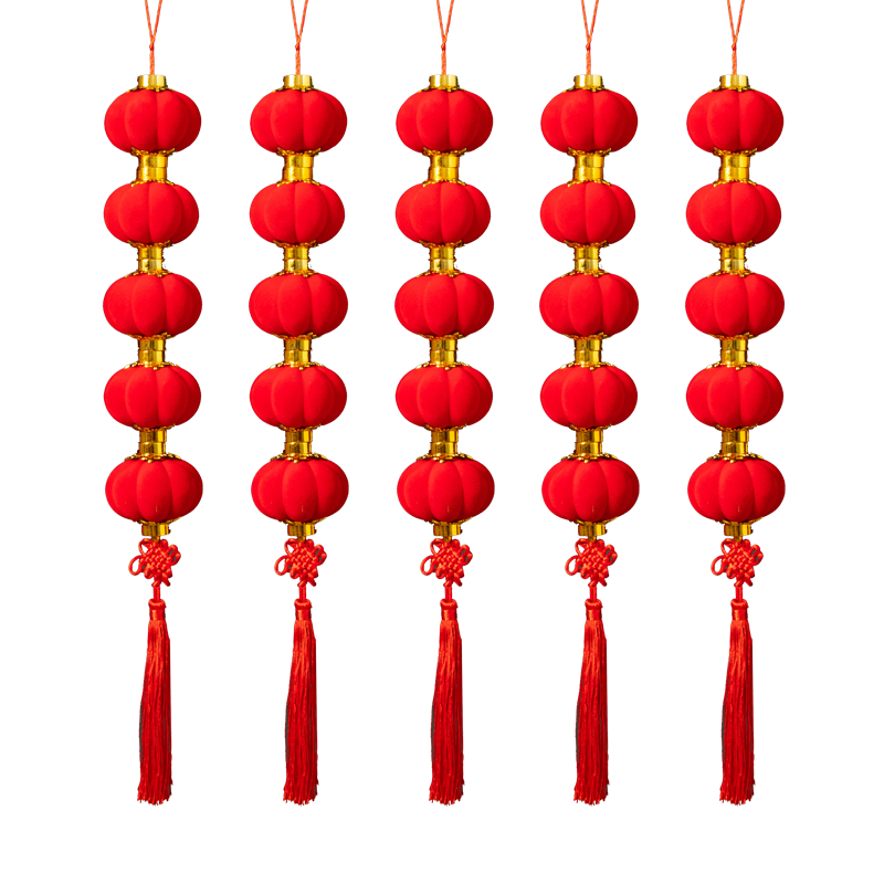 新年大红灯笼串喜庆小灯笼挂饰乔迁婚礼布置室内春节树挂盆景装饰