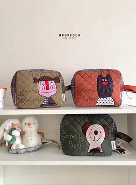 upupfour「斯顿·狗狗」韩国原创可爱便携大容量立体化妆包收纳袋
