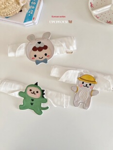 upupfour原创小熊刺绣隔汗巾儿童纯棉幼儿园垫背巾宝宝吸汗巾纱布