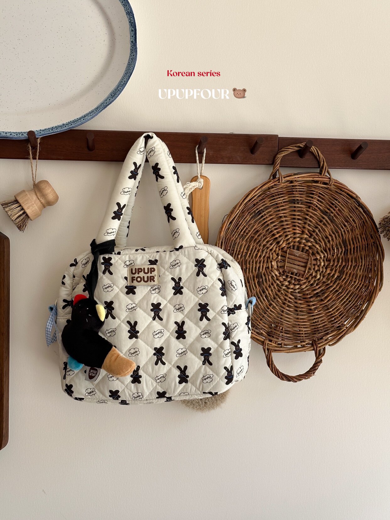 upupfour瑞拉小兔|原创自制韩国多功能纯棉绗缝刺绣妈咪包亲子包