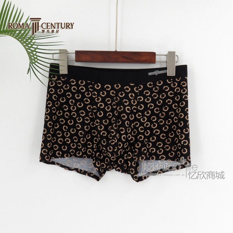 罗马世纪男士印花燃卡无痕平角裤