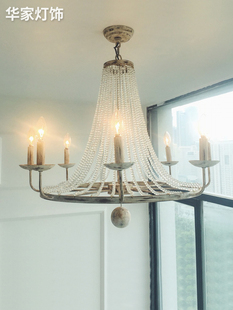 水晶灯吊灯客厅田园 卧室风美式 复古白饰欧式 餐厅灯创意格灯具法式