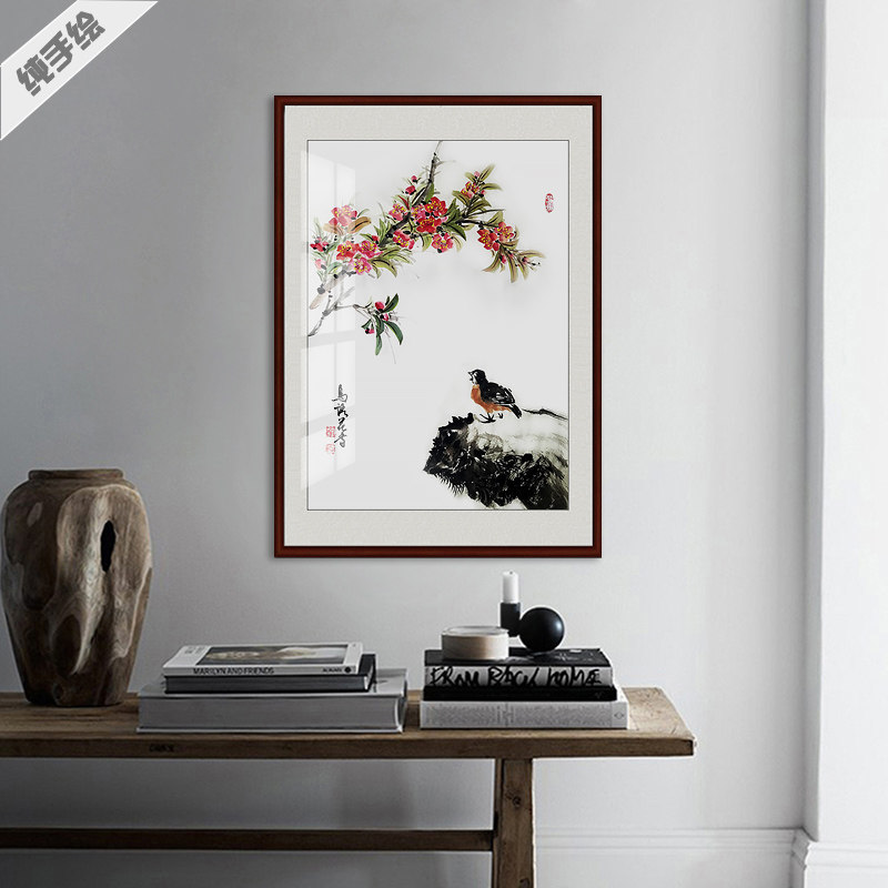 纯手绘花鸟国画客厅餐厅玄关