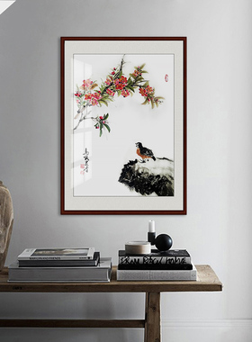 纯手绘花鸟国画客厅餐厅玄关