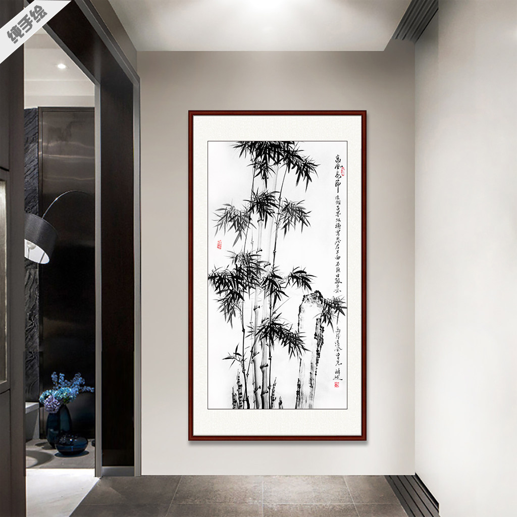 纯手绘画芯国画精品定制花鸟办公室客厅书房竖幅中堂水墨竹石兰竹