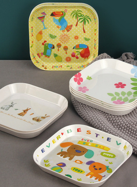 卡通骨碟密胺小果盘创意家用塑料小托盘现代客厅垃圾盘儿童零食盘