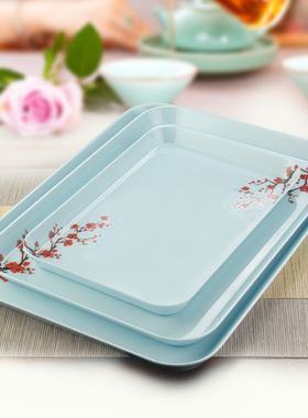 茶盘托盘长方形家用水杯盘北欧式轻奢塑料简约密胺餐盘水果盘客厅