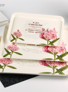 密胺托盘放杯子的托盘长方形塑料欧式茶盘家用水杯托盘创意水果盘