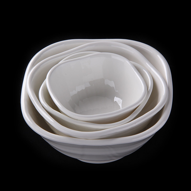 加厚方碗酒店密胺餐具白色汤碗商用中式大饭碗方形仿瓷韩式糖水碗