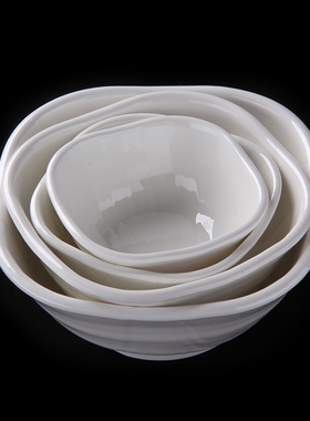 加厚方碗酒店密胺餐具白色汤碗商用中式大饭碗方形仿瓷韩式糖水碗